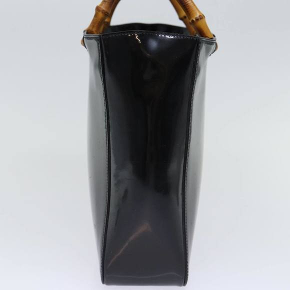 GUCCI Bamboo Hand Bag Enamel Black 93152 212792 Auth ep4078 - Picture 3 of 16